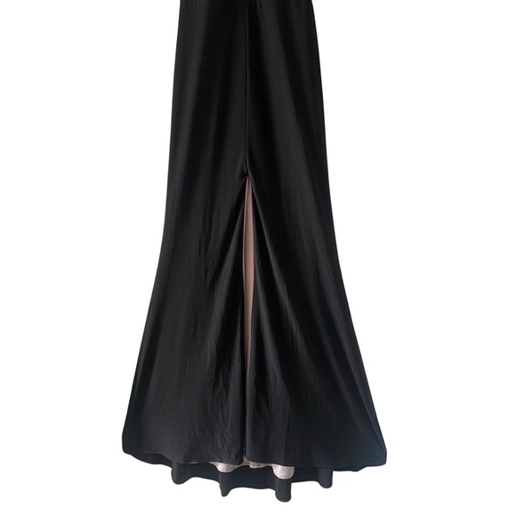 Bee Darlin Womens  Long Black Beaded Sheer Front Waist Front Slit Junior Sz  1/2 - Picture 5 of 16